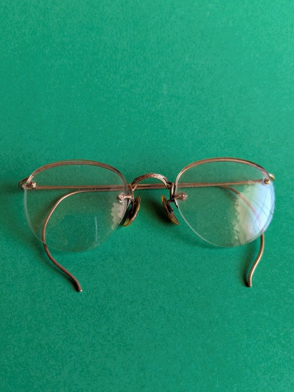 Antique American Optical 12K Gold Filled Semi Rimless Glasses W/ Case